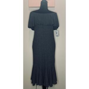 Lularoe Cici Off the Shoulder Waffle Knit Midi Dress sz L